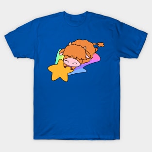 Rainbow Shooting Star Highland Cow T-Shirt